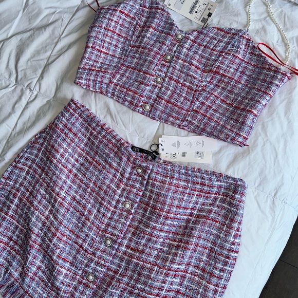 Zara set - matching top & skirt with pearl details! - Picture 2 of 2